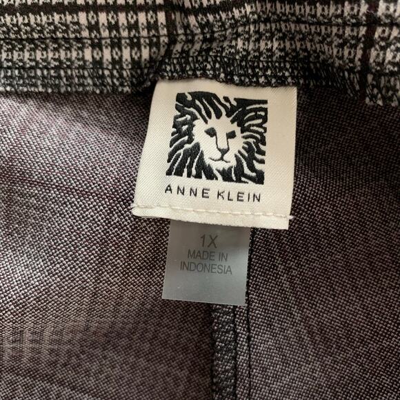 New Anne Klein Pants Slim Ankle Black White Plaid Pull On Stretchy Women's 1X - Picture 7 of 10